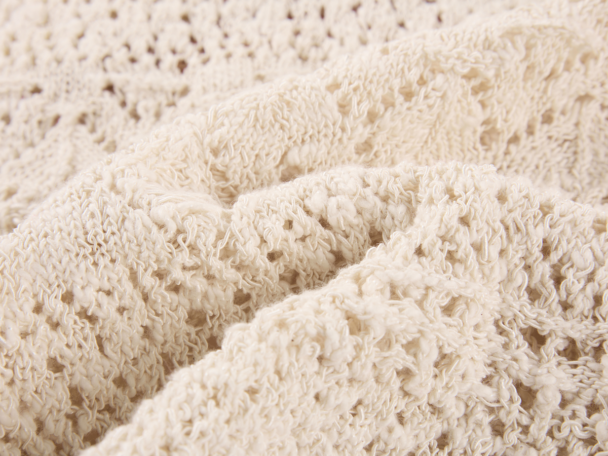 Openwork embroidered knit T-shirt