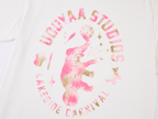 Carnival flock print and foil-stamped T-shirt