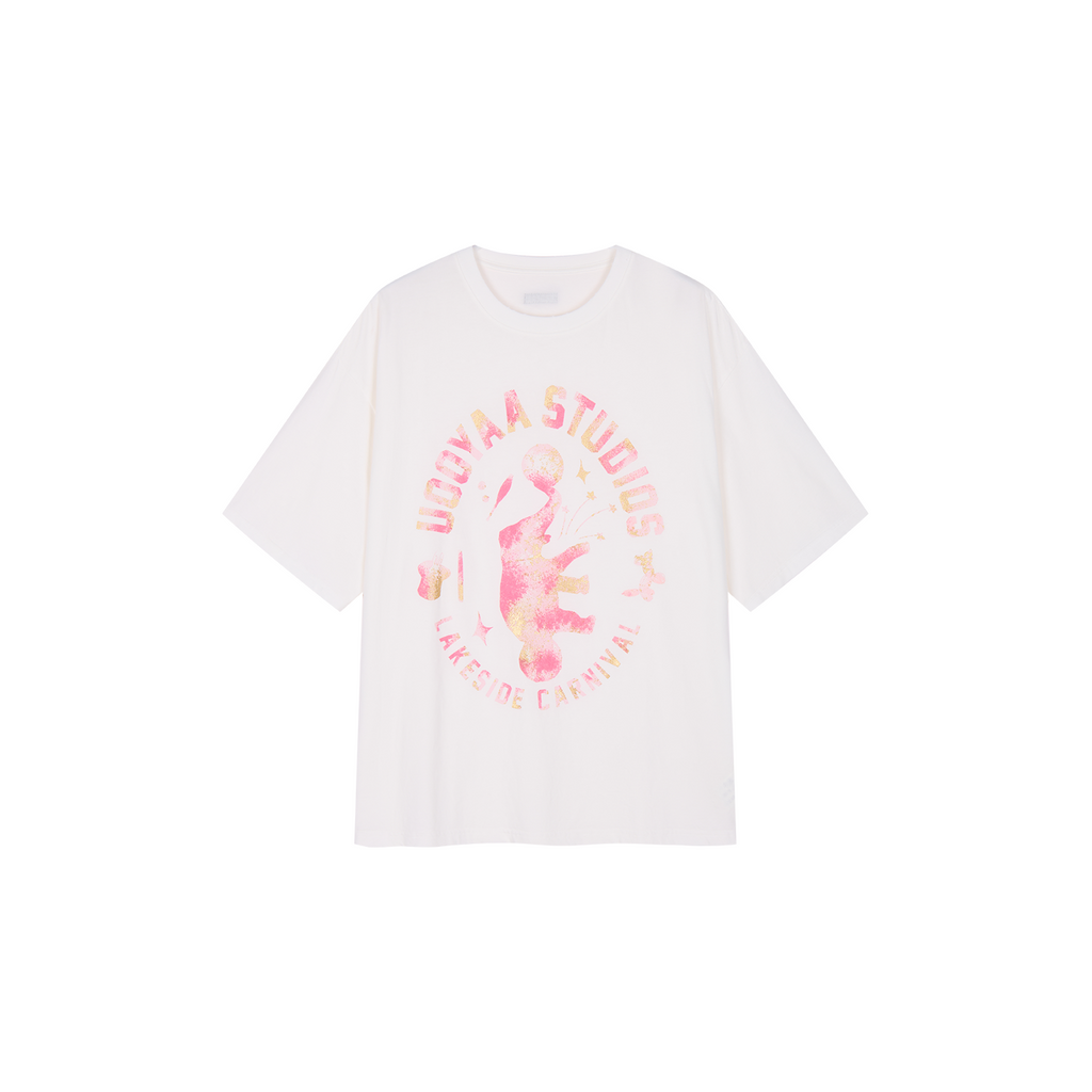 Carnival flock print and foil-stamped T-shirt