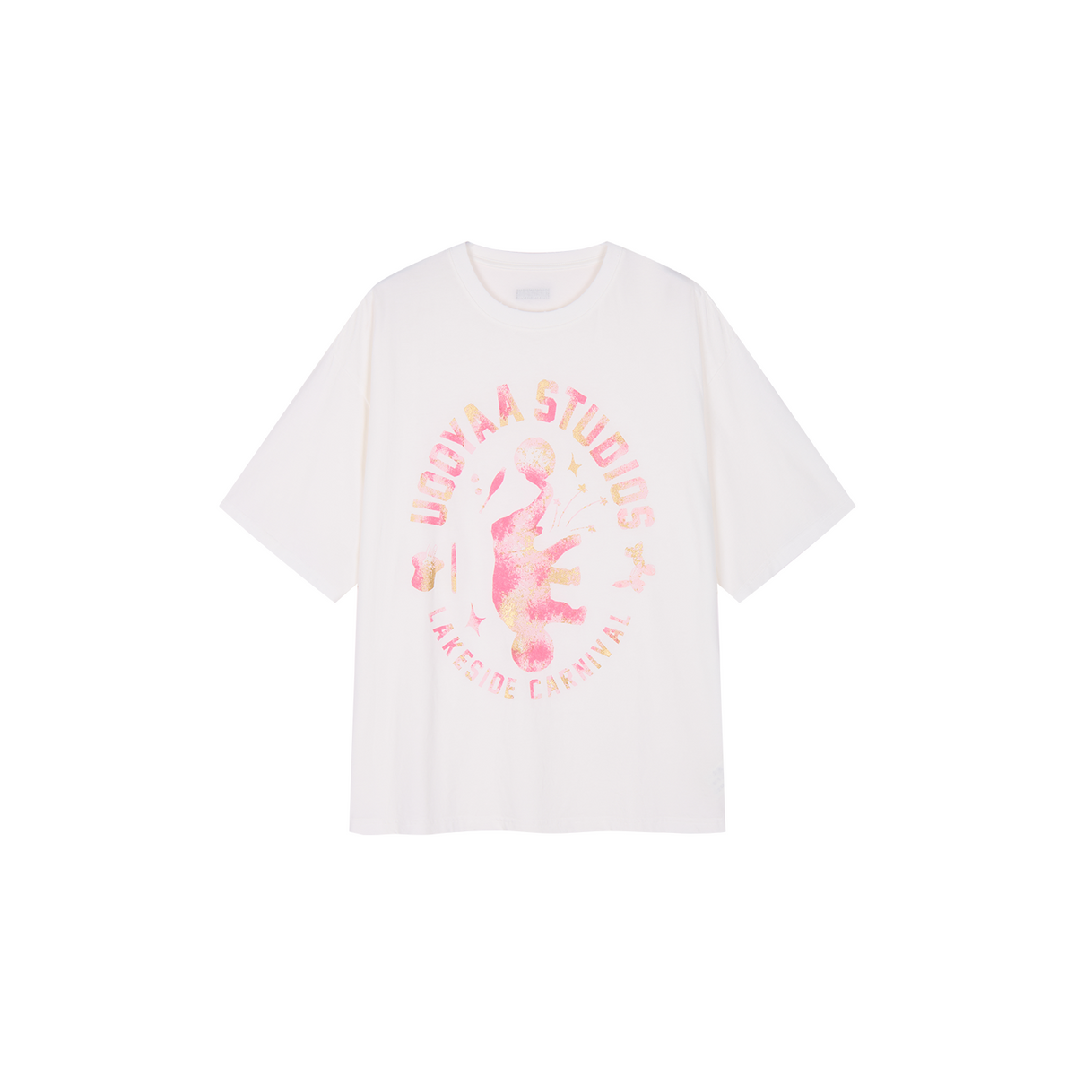 Carnival flock print and foil-stamped T-shirt