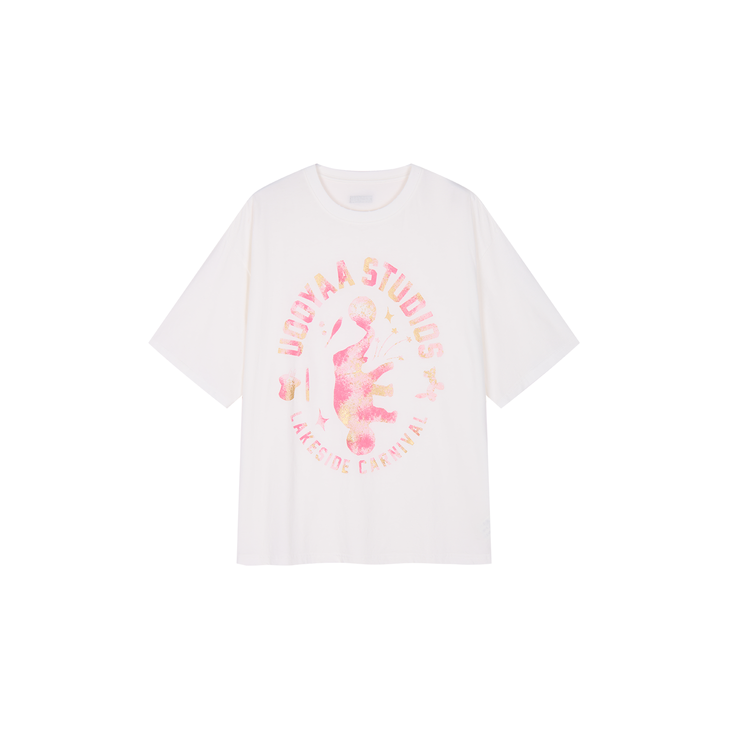 Carnival flock print and foil-stamped T-shirt