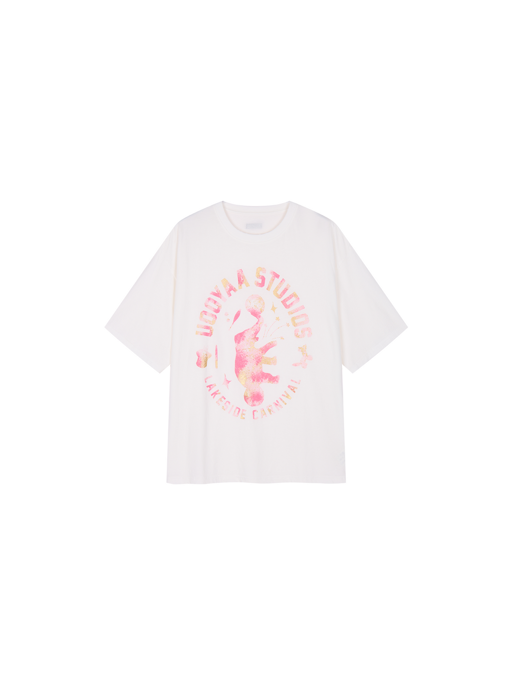 Carnival flock print and foil-stamped T-shirt