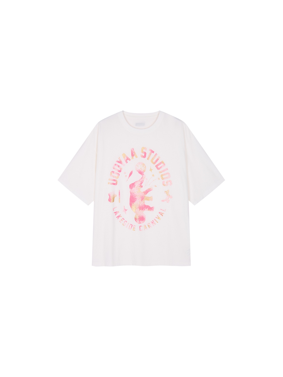 Carnival flock print and foil-stamped T-shirt