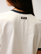 Carnival flock print and foil-stamped ringer T-shirt
