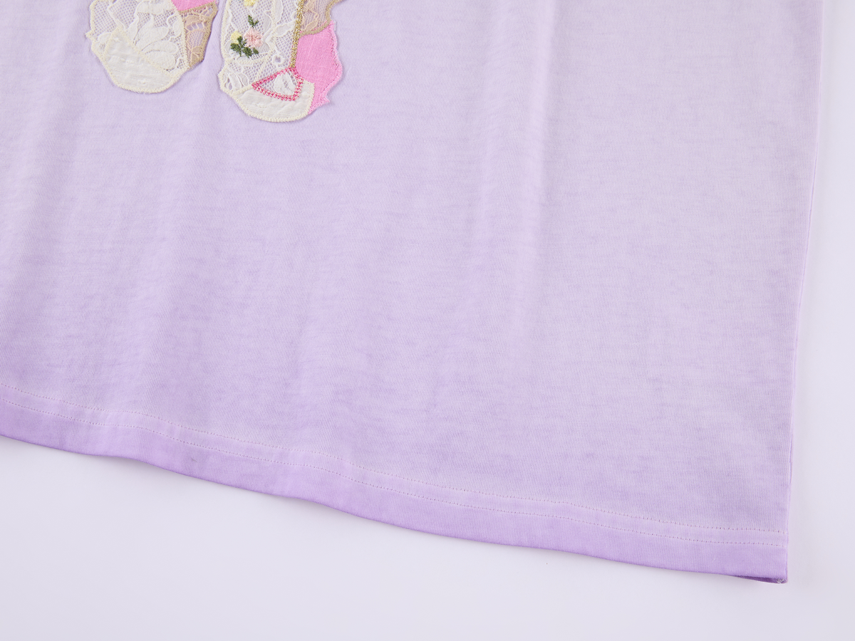 Lace appliqué embroidered T-shirt