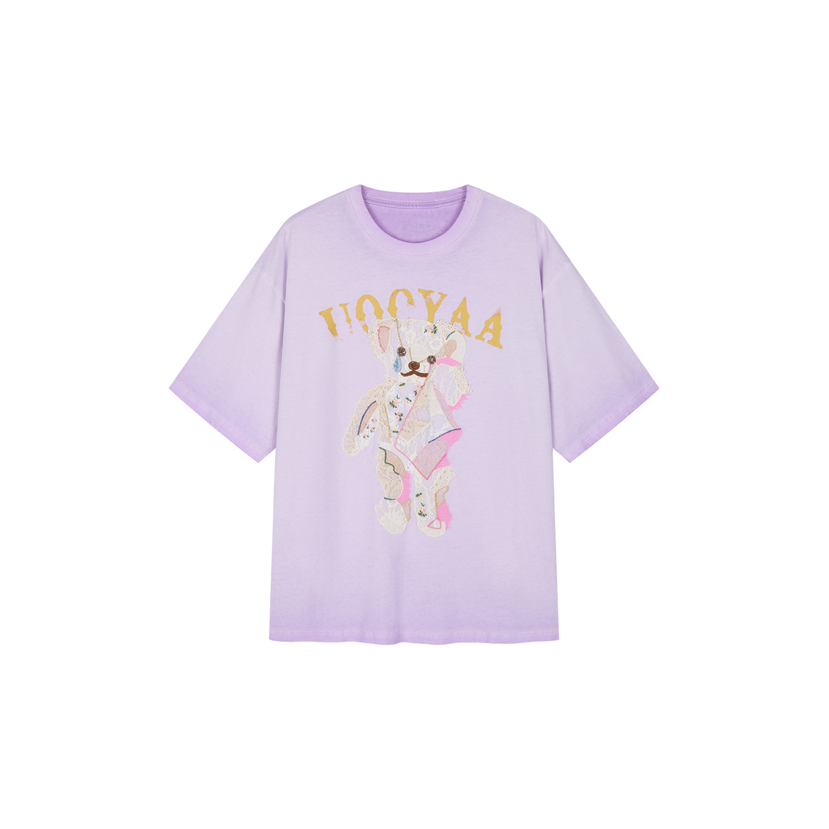 Lace appliqué embroidered T-shirt