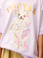 Lace appliqué embroidered T-shirt