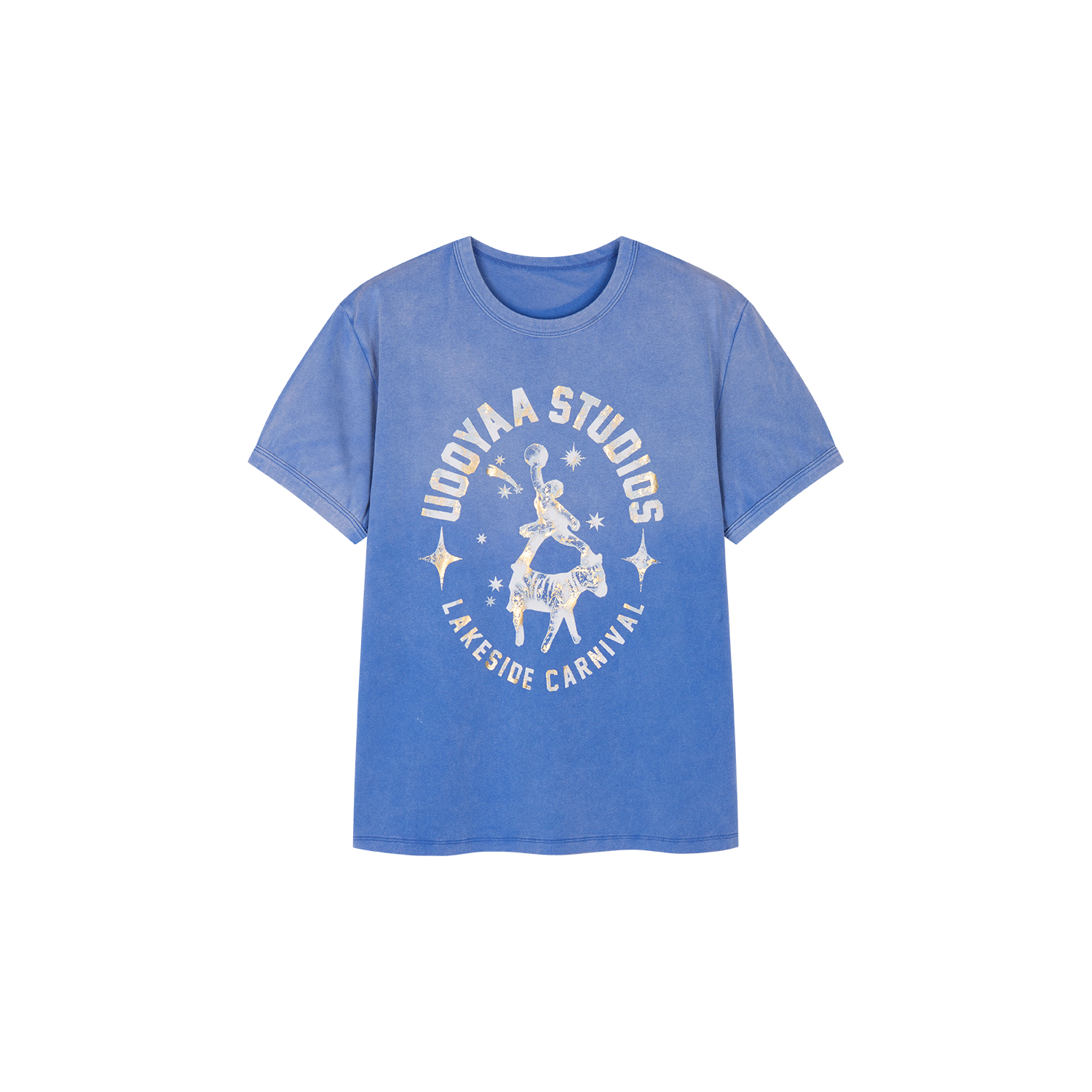Carnival flock print and foil-stamped T-shirt