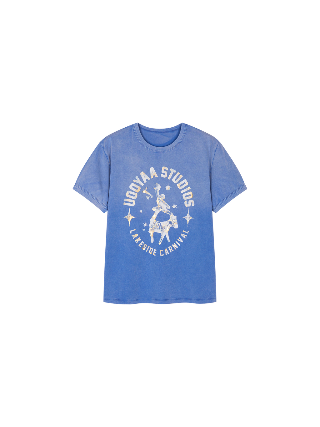Carnival flock print and foil-stamped T-shirt