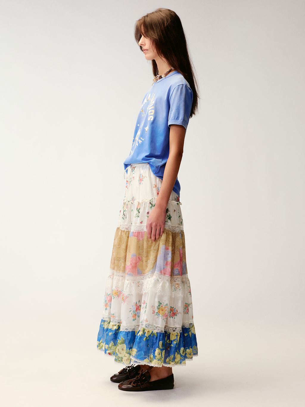 Carnival flock print and foil-stamped T-shirt