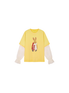 Carnival bunny appliqué faux two-piece T-shirt