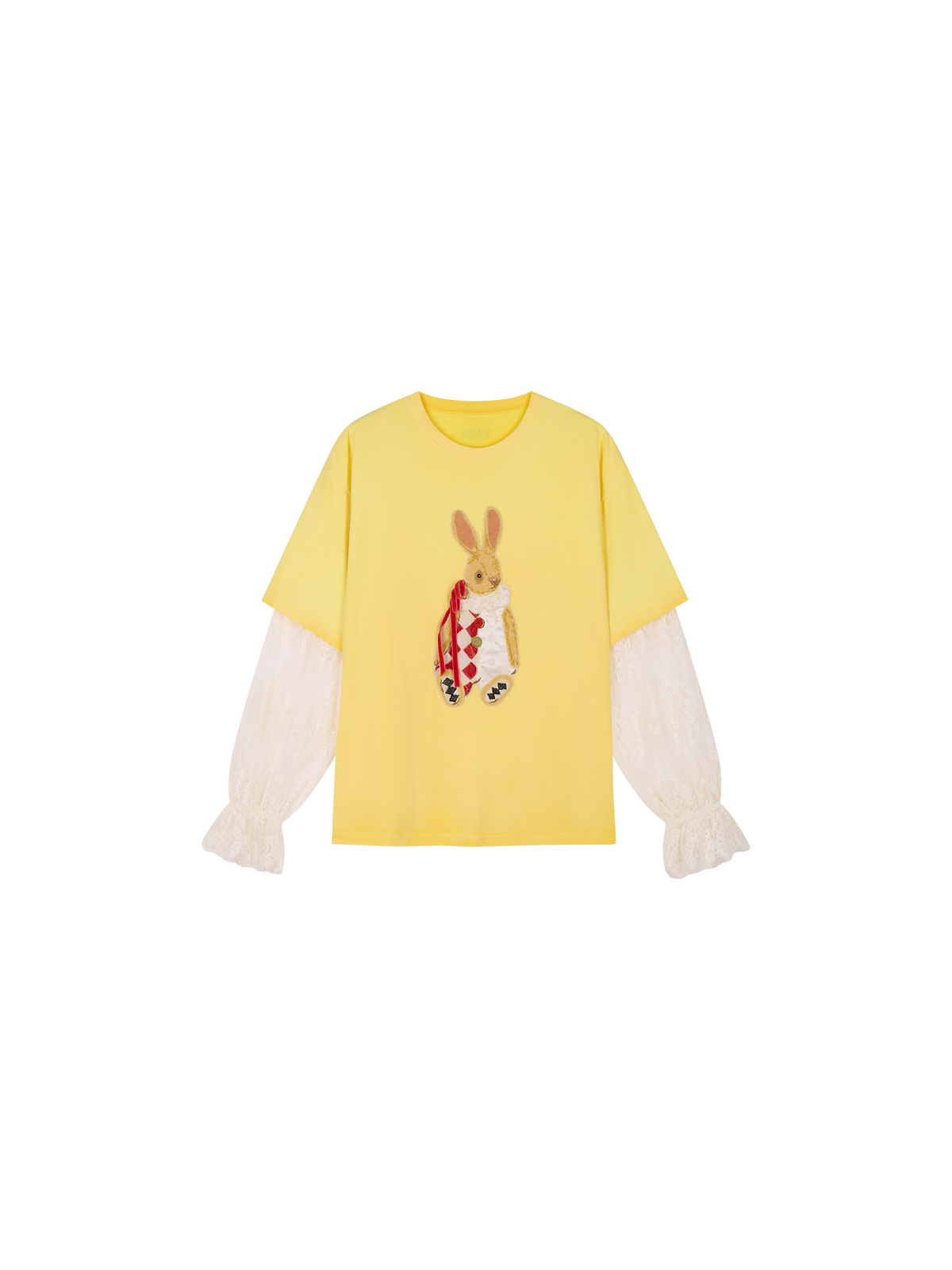Carnival bunny appliqué faux two-piece T-shirt