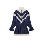 Lace spliced half-zip sporty dress