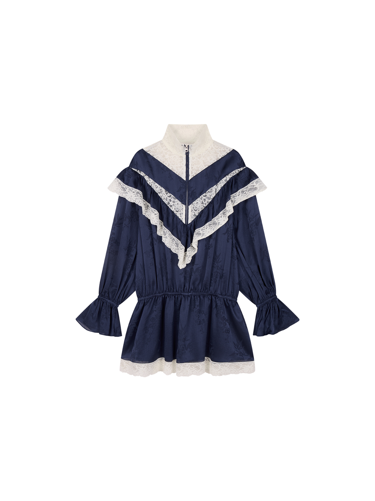 Lace spliced half-zip sporty dress