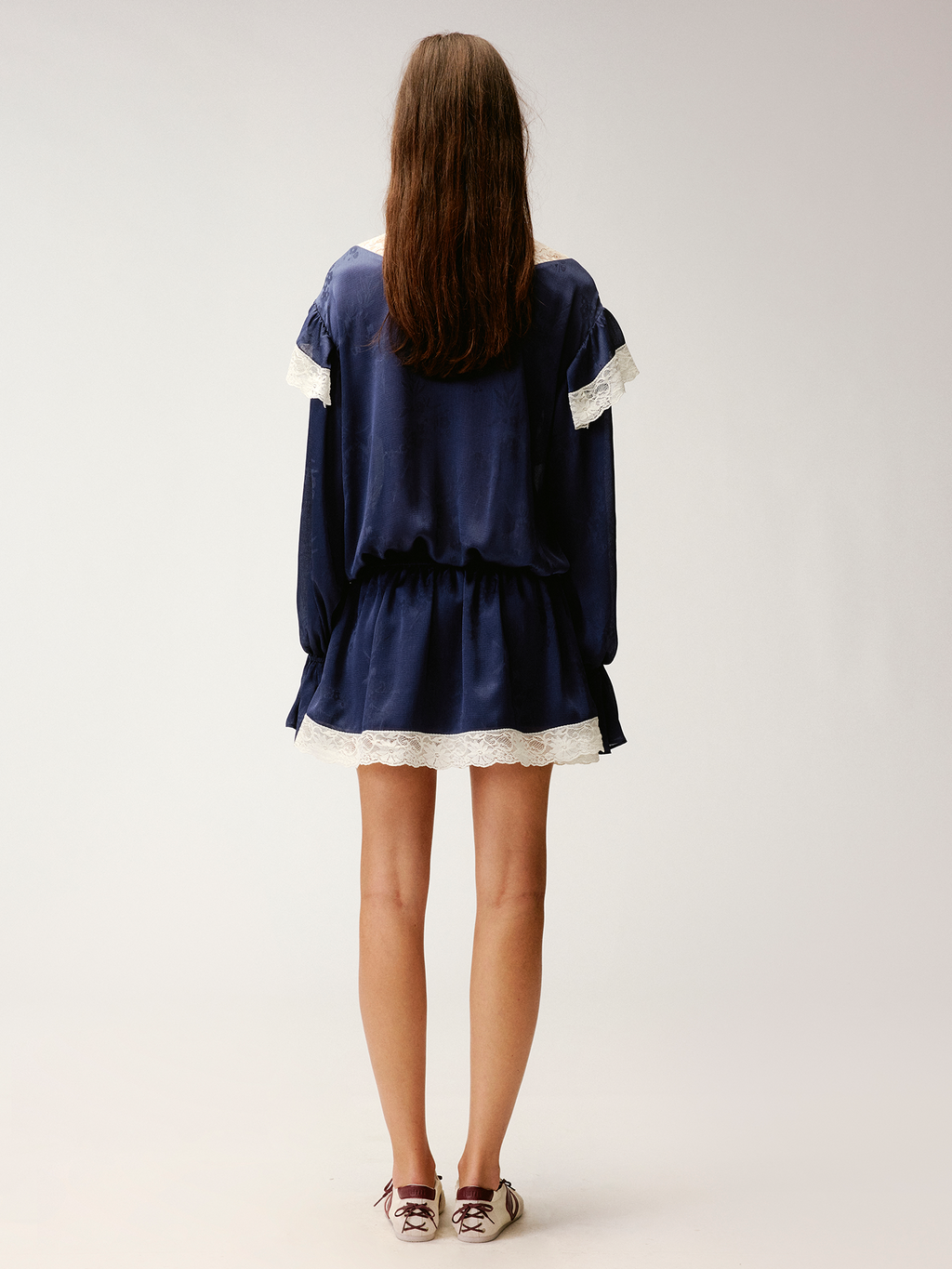 Lace spliced half-zip sporty dress