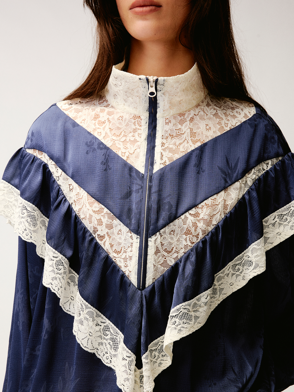 Lace spliced half-zip sporty dress