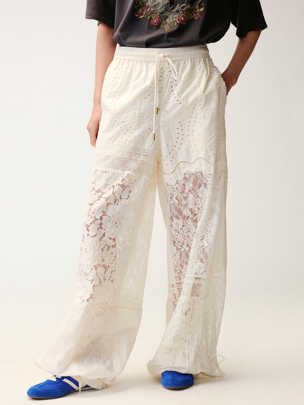 Lace Patchwork Cargo Pants