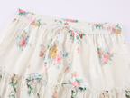 Floral print lace spliced tiered skirt