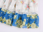 Floral print lace spliced tiered skirt