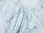 Ruffled collar cutout embroidered shirt