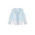 Ruffled collar cutout embroidered shirt