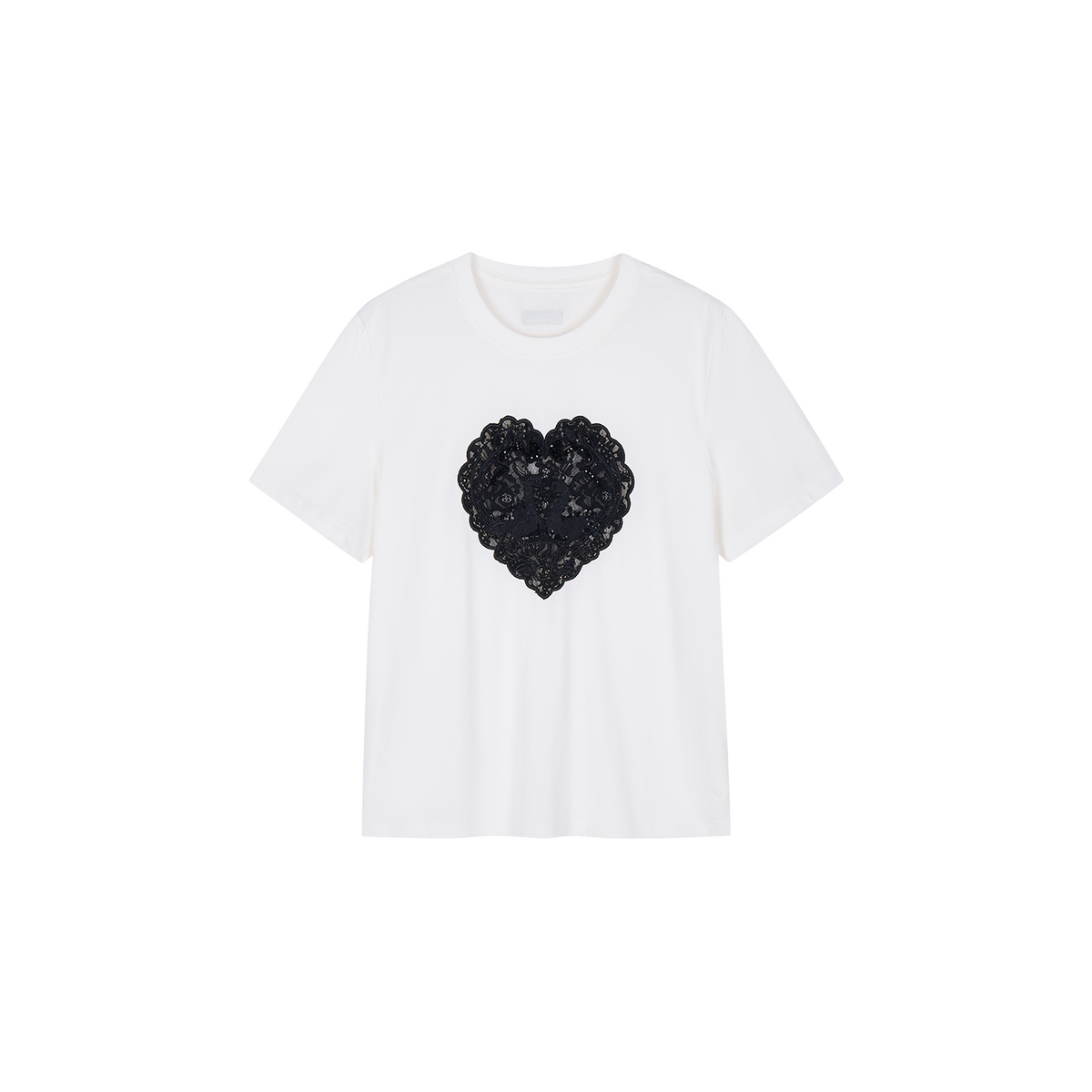 Heart lace swan beaded T-shirt
