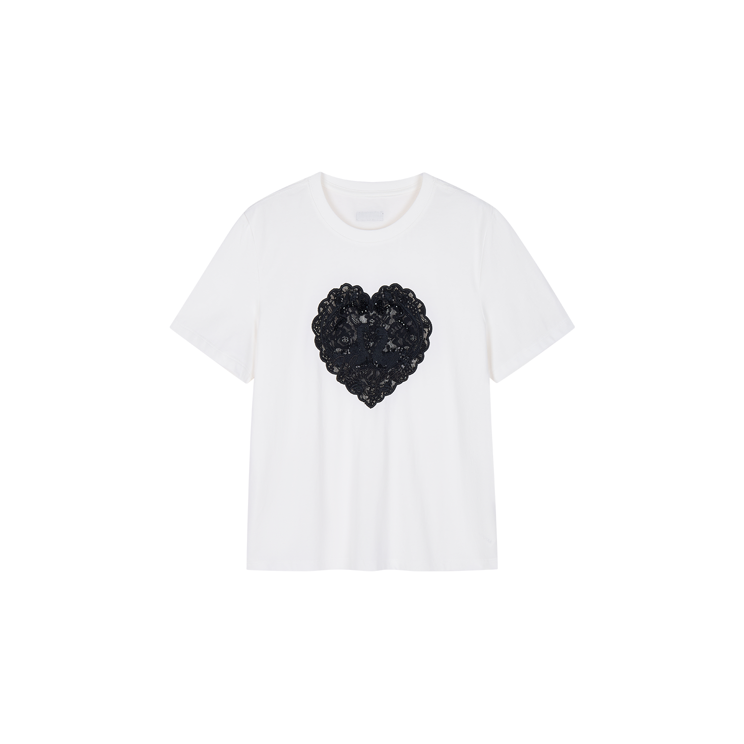 Heart lace swan beaded T-shirt