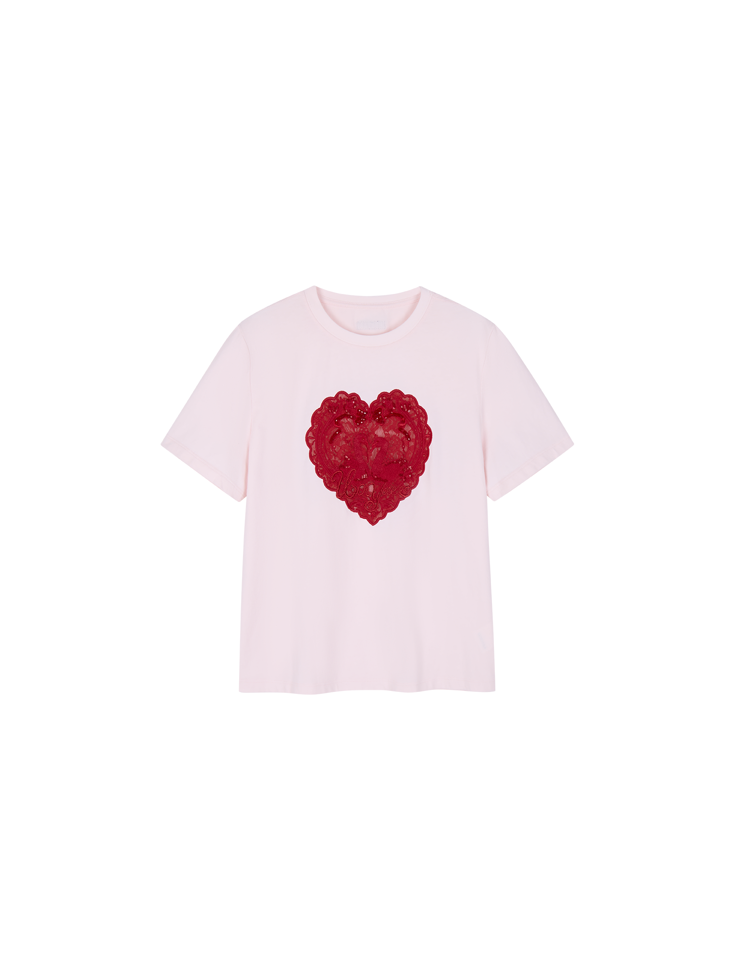 Heart lace swan beaded T-shirt