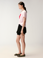 Heart lace swan beaded T-shirt