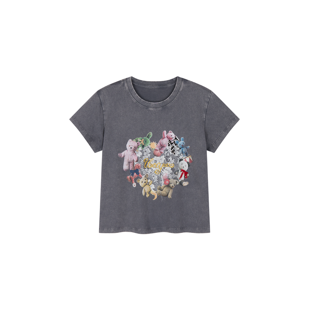 Embroidered heart bear T-shirt