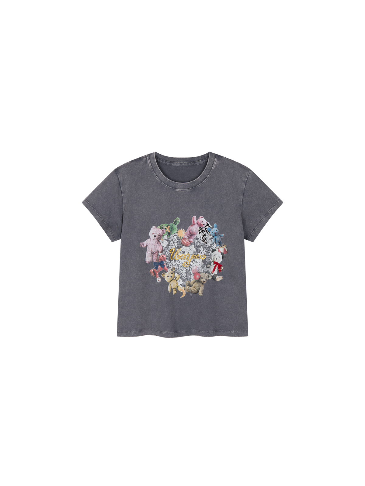 Embroidered heart bear T-shirt