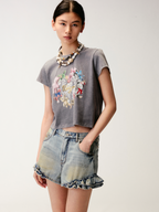 Embroidered heart bear T-shirt