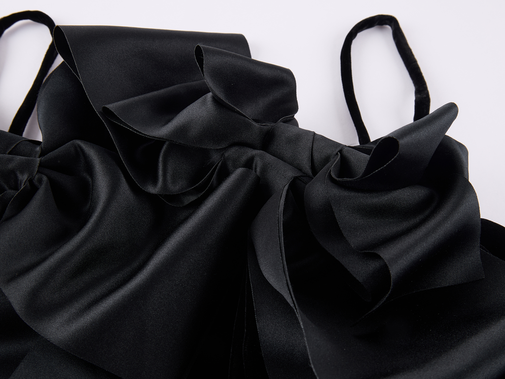 3d bow silk cami dress