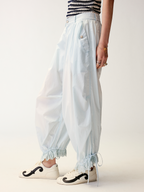 Cutout embroidered seven-point cargo pants