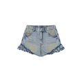 Ruffled hem denim shorts