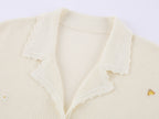 Hand-embroidered insect and floral cuban collar cardigan