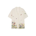 Hand-embroidered insect and floral cuban collar cardigan