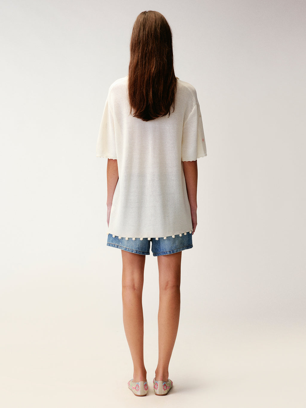 Hand-embroidered insect and floral cuban collar cardigan