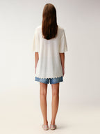 Hand-embroidered insect and floral cuban collar cardigan