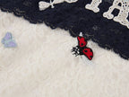 Polo collar lace cutout embroidered patchwork T-shirt