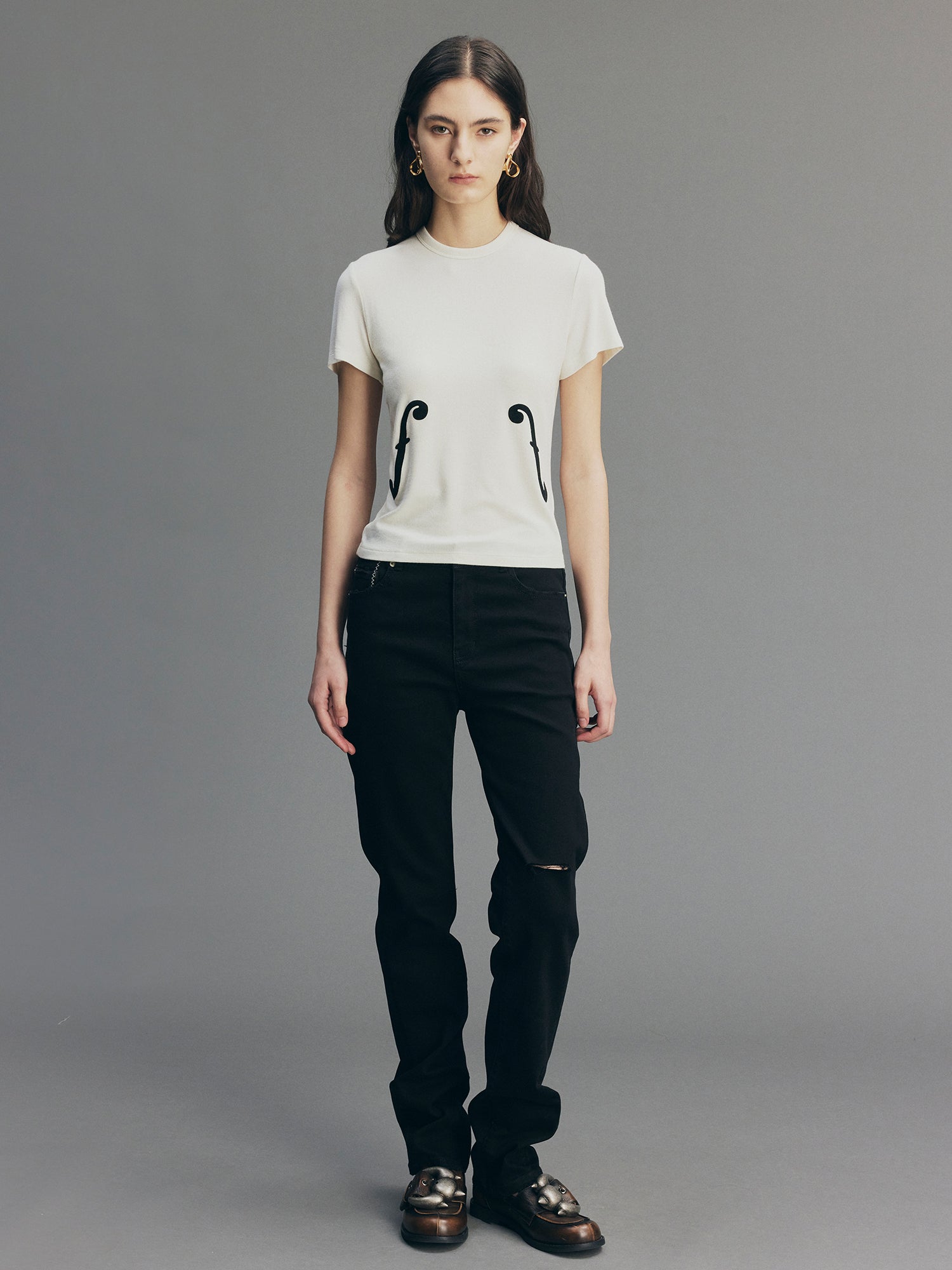Youthful Flocked Note Graphic T-Shirt