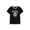 Lace insect and floral motif ringer T-shirt
