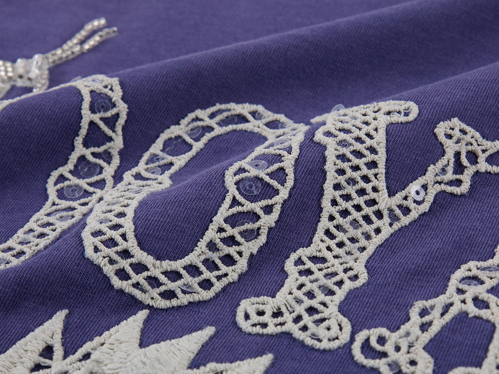Lace embroidered hedgehog T-shirt