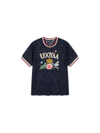 Insect and floral embroidered lace T-shirt