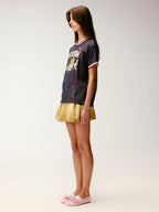 Insect and floral embroidered lace T-shirt