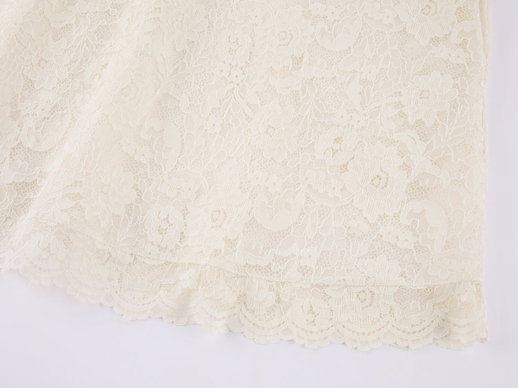 Insect and floral motif raglan sleeve lace dress