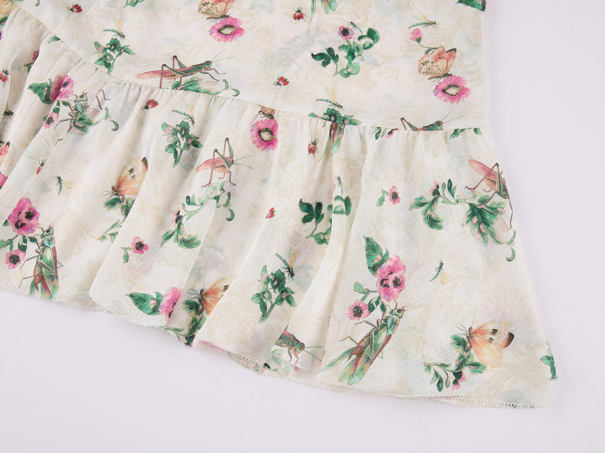 Insect and floral print dress
