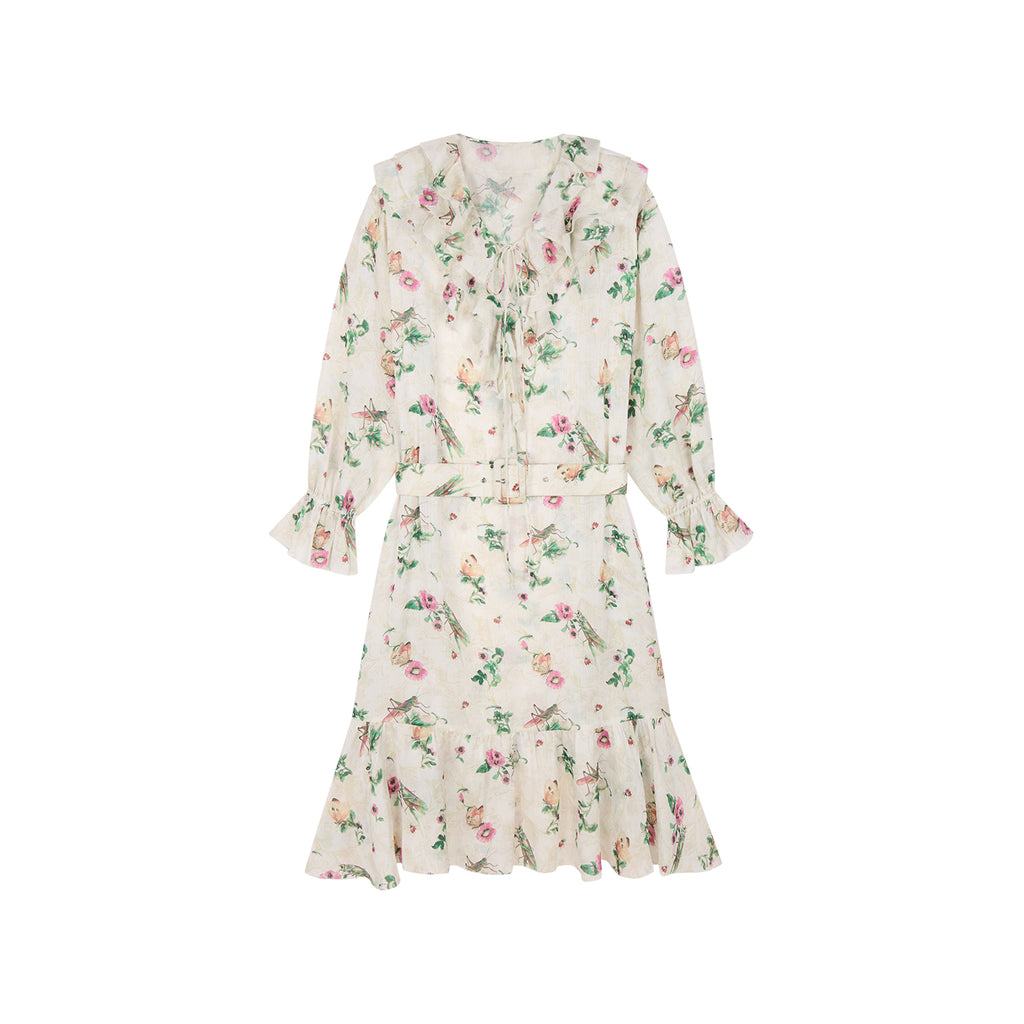 Insect and floral print dress