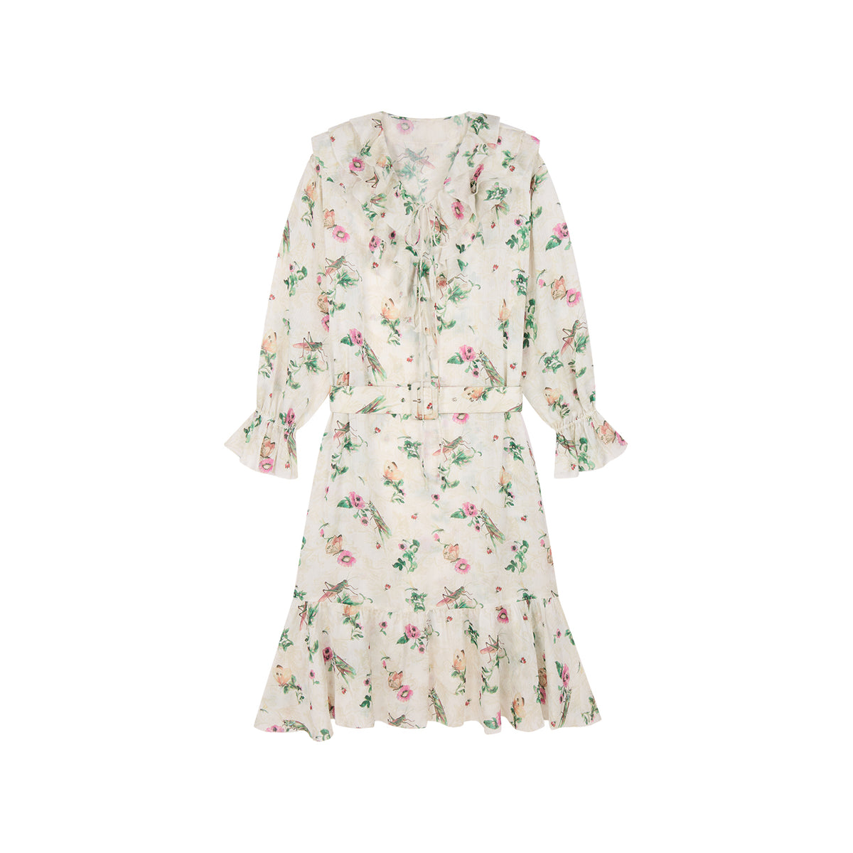 Insect and floral print dress