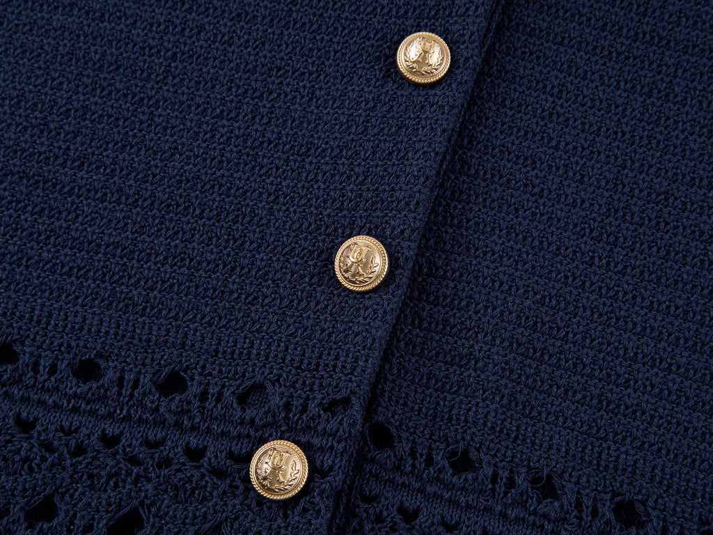Sailor collar cutout knit vest dress
